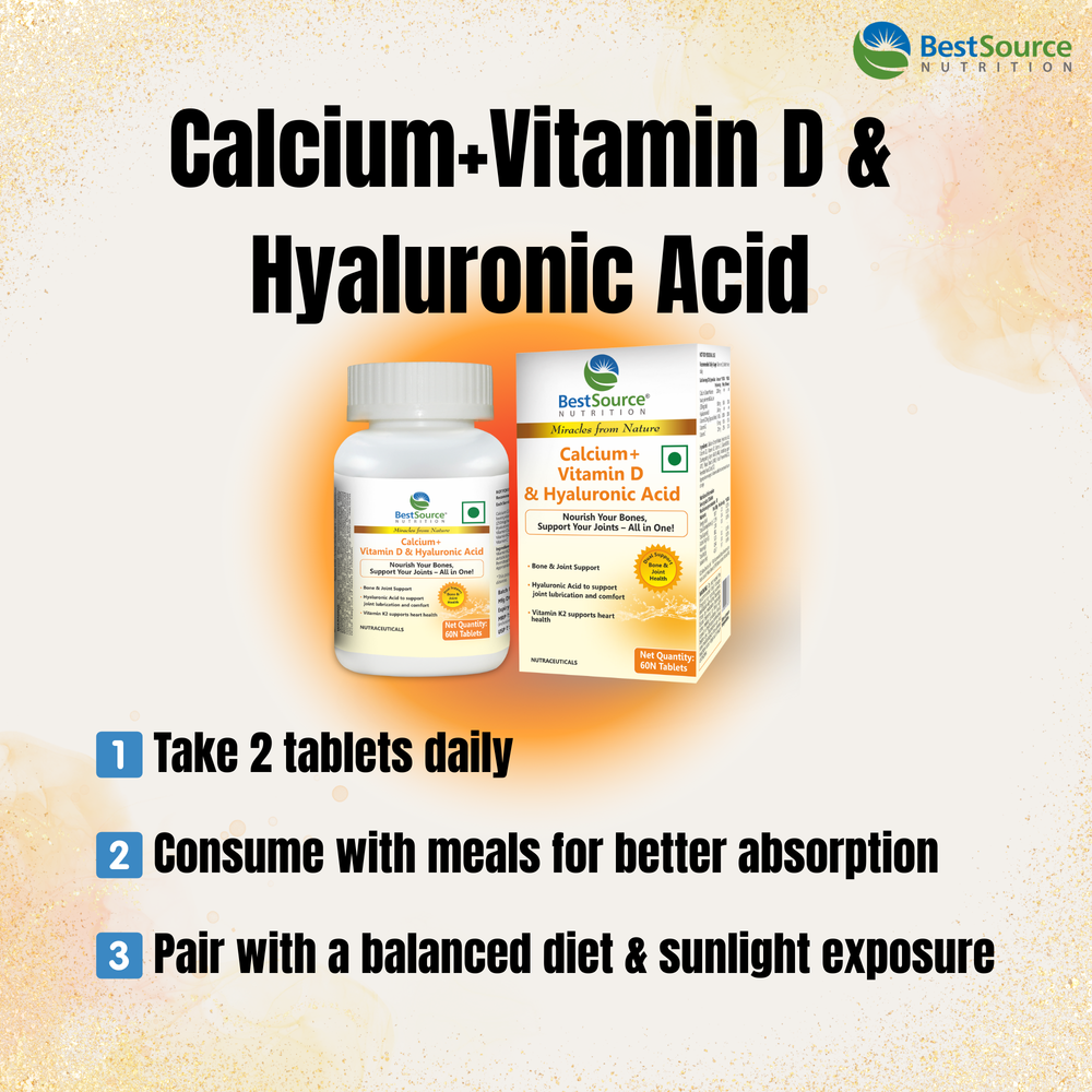 Calcium, Vitamin D, K2 & Hyaluronic Acid for Bone & Joint Support   BestSourceNutrition.com