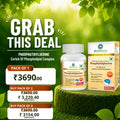 BestSource Phosphatidylserine supplement offer with a white bottle and matching box displayed on a green grass-like pedestal against a blurred green foliage background. Large text reads 'GRAB THIS DEAL' with pricing for pack of 1, 2, and 4.