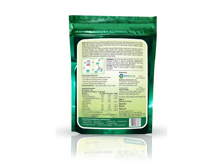Nettle leaf composition and dosages